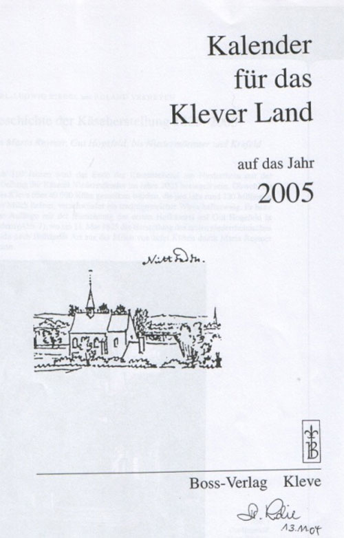 Titelblatt vom Kalender für das Klever Land