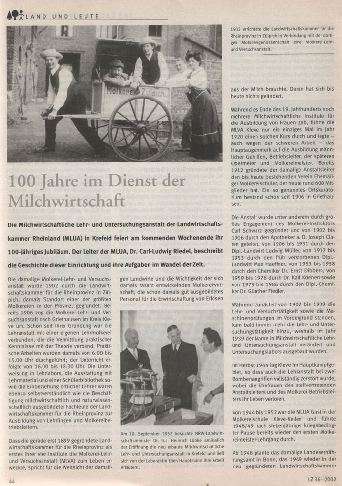 100 Jahre im Dienst der Milchwirtschaft