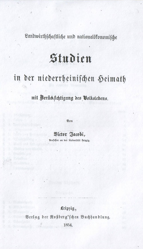  "Studien in der Niederrheinischen Heimath mit Bercksichtigung des Volkslebens"  Viktor Jacobi, 1854, Leipzig