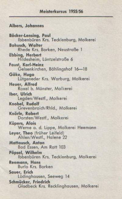 Meisterkursus 1955 / 56
